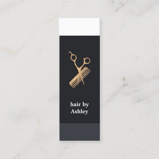 Coole Blaue Streifen Imitate Gold Frisur Mini Visitenkarte (Vorderseite)