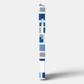 Coole blaue und graue Farben Wonky Quadrate & Rech Case-Mate iPhone Hülle (Rückseite / Links)