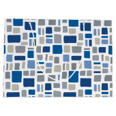 Coole blaue und graue Farben Wonky Quadrate & Rech Große Geschenktüte (Rückseite)