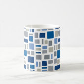 Coole blaue und graue Farben Wonky Quadrate & Rech Kaffeetasse (Mittel)