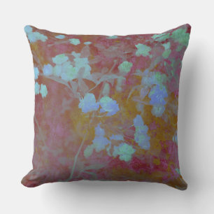 Coole blaue und rosafarbene Kunst mit Blumenmuster Kissen