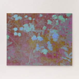Coole blaue und rosafarbene Kunst mit Blumenmuster Puzzle