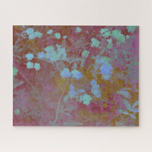 Coole blaue und rosafarbene Kunst mit Blumenmuster Puzzle (Horizontal)