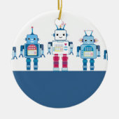 Coole blaue und rote Roboter-Neuheits-Geschenke Keramikornament (Vorne)