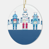 Coole blaue und rote Roboter-Neuheits-Geschenke Keramikornament (Links)