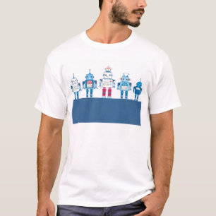 Coole blaue und rote Roboter-Neuheits-Geschenke T-Shirt