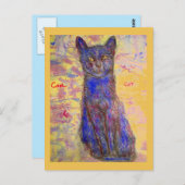 coole Blaukatze Postkarte (Vorne/Hinten)