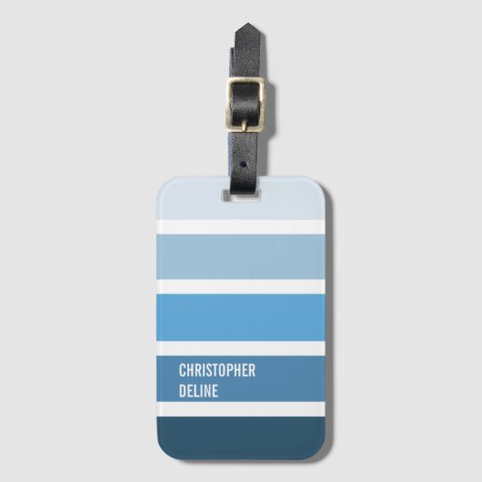Coole Blaustreifen Gepäckanhänger (Vorderseite Vertikal)