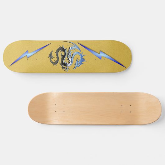 Coole Blitze des modernen blauen Drachen Skateboard (Horizontal)