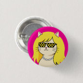 Coole Blondine Katze mit Pixel-Sonnenbrille "Deal  Button (Vorne & Hinten)