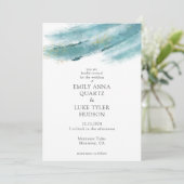 Coole Blue Brush Wedding Einladung (Stehend Vorderseite)