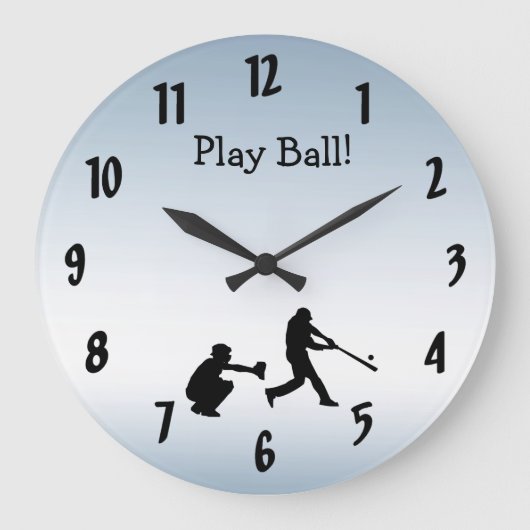 Coole Blue Play Ball Baseball Sportuhr Große Wanduhr (Vorderseite)
