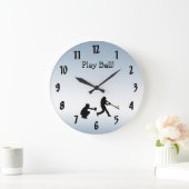 Coole Blue Play Ball Baseball Sportuhr Große Wanduhr (Zuhause)