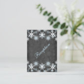 Coole Blue Snowy Chalkboard Wedding Card Begleitkarte (Stehend Vorderseite)