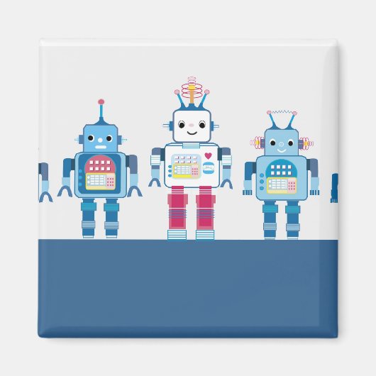 Coole Blue- und Red Roboter-Neuheiten Magnet (Vorne)