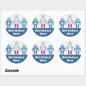 Coole Blue- und Red Roboter-Neuheiten Runder Aufkleber (Blatt)