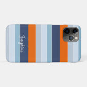 Coole Blues und individuelle Name mit orangefarben Case-Mate iPhone Hülle (Rückseite (Horizontal))