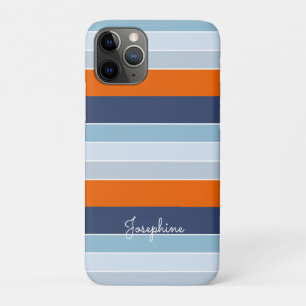 Coole Blues und individuelle Name mit orangefarben Case-Mate iPhone Hülle