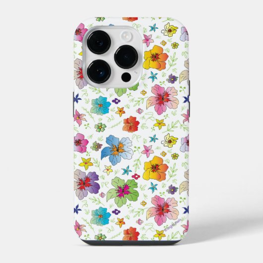 Coole Blume Grafikfarben iPhone Case Hülle (Rückseite)