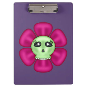 Coole Blume Zombie Skull Klemmbrett