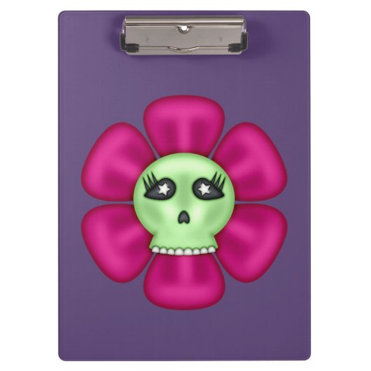 Coole Blume Zombie Skull Klemmbrett (Vorderseite)