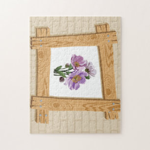 Coole Blumenskizze im Plankrahmen-Puzzle Puzzle