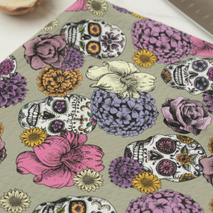 Coole Blumenzuckerkulls Dia de los Muertos Geschirrtuch