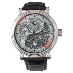 Coole Blut-Spritzer Yin Yang Drachen tätowieren Armbanduhr
