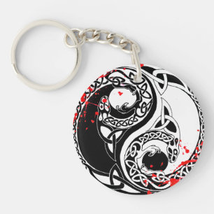 Coole Blut-Spritzer Yin Yang Drachen tätowieren Schlüsselanhänger