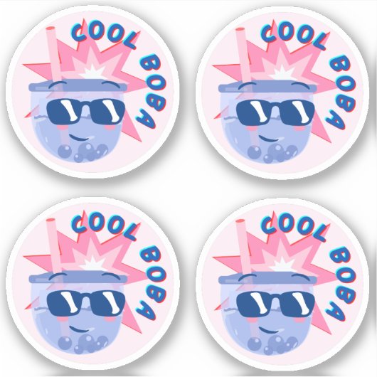 Coole Boba-Packung mit 4 Aufkleber (Vorderseite)