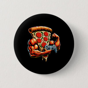 Coole Bodybuilding Gamer Pizza Gegenwart 2 Button