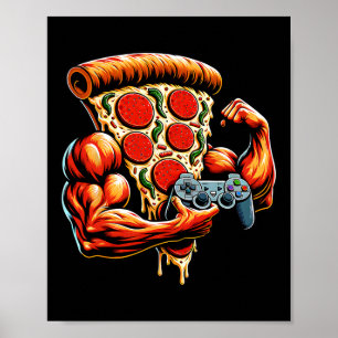 Coole Bodybuilding Gamer Pizza Gegenwart 2 Poster