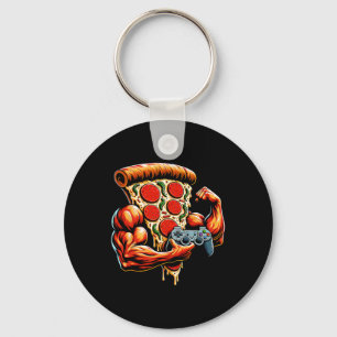 Coole Bodybuilding Gamer Pizza Gegenwart 2 Schlüsselanhänger