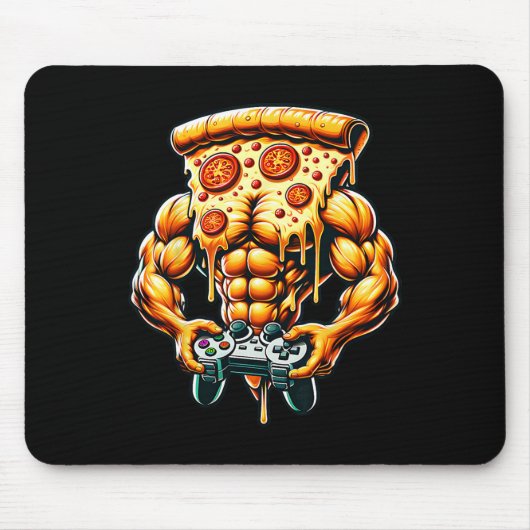 Coole Bodybuilding Gamer Pizza Präsent Mousepad (Vorne)