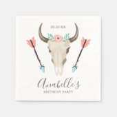 Coole Boho Kuh Skull-Gastgeschenke Serviette (Vorderseite)
