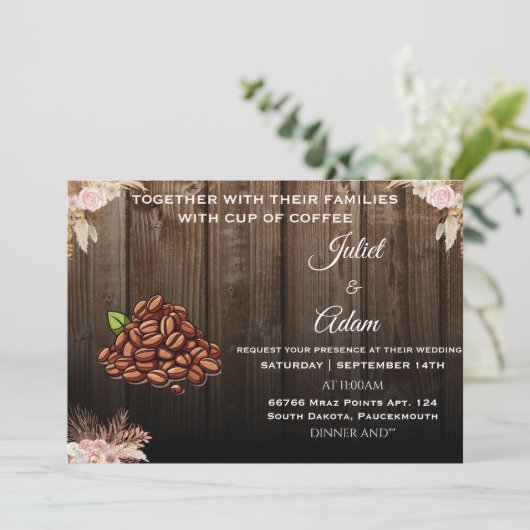 Coole boho rustikale, moderne und elegante Coffee  Einladung (Stehend Vorderseite)