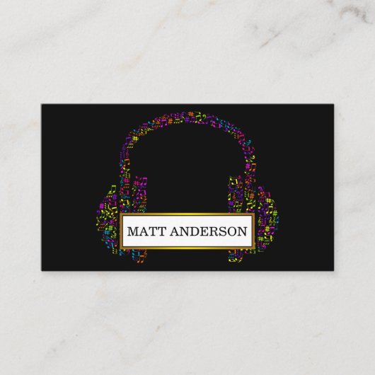 Coole Bold DJ Headphones Black Music Visitenkarte (Vorderseite)