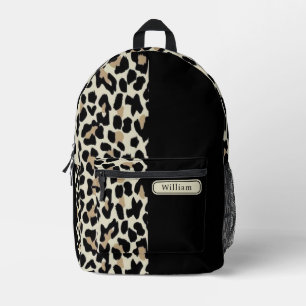 Coole Bone Beige Brown Black Leopard Print Tees Bedruckter Rucksack