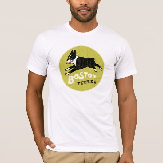 Coole Boston-Terrier-Vintage Art-niedlicher T-Shirt (Vorderseite)
