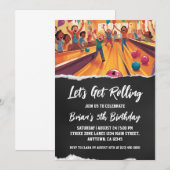 coole Bowling-Party Einladungen (Vorne/Hinten)