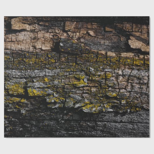 Coole Braune Braunholzrinde mit Gelbflecht Geschenkpapier (Flach)