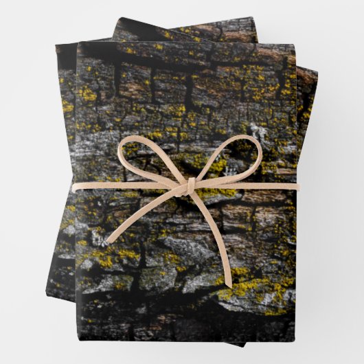 Coole Braune Braunholzrinde mit Gelbflecht Geschenkpapier Set (Beispiel)