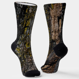 Coole Braune Braunholzrinde mit Gelbflecht Socken