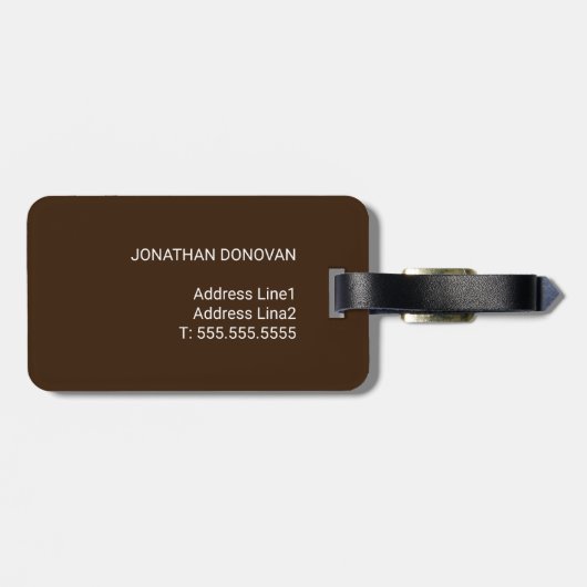 Coole braune Imitat Meterstreifen Monogramm Gepäckanhänger (Rückseite horizontal)