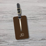 Coole braune Imitat Meterstreifen Monogramm Gepäckanhänger<br><div class="desc">Eleganter,  individualisierbarer,  dunkelbrauner Gepäckanhänger mit IMITAT-Metallstreifen und dem feinen Monogramm.</div>