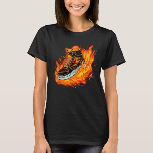 Coole Brennstiefel mit Flammen für Schuhe T-Shirt (Vorderseite)