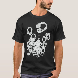 coole Briefmarke von weißen DJs-Kopfhörern T-Shirt