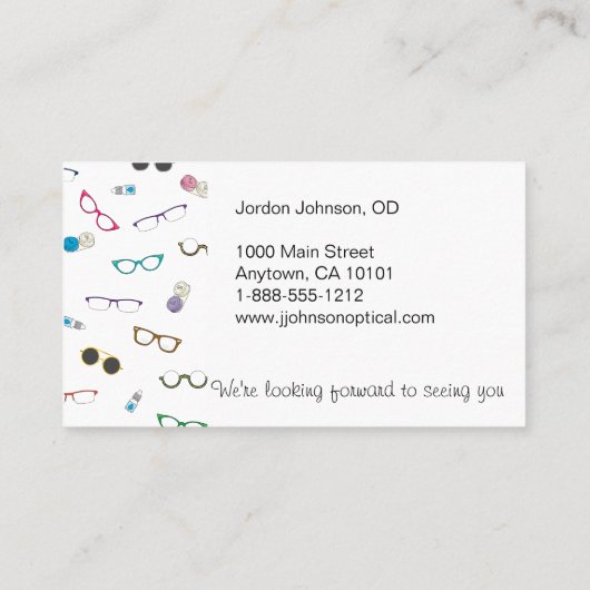 Coole Brille und Kontaktlinsen Augenpflege Visitenkarte (Rückseite)