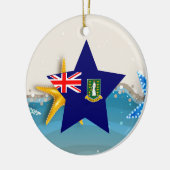 Coole British- Virgin Islandsflagge am Strand Keramik Ornament (Links)