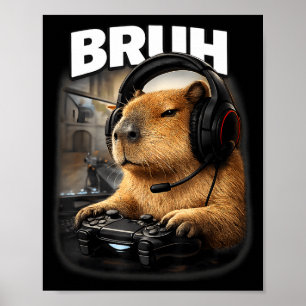Coole Brüder-Capybara-Gamer-Grafik lustige Videosp Poster